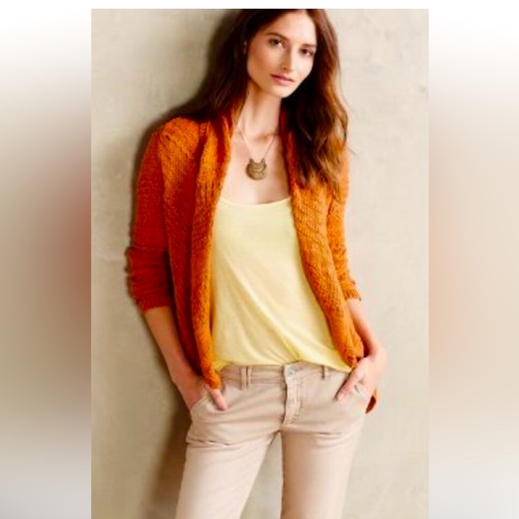 ANTHROPOLOGIE Crochet textured Split Back Cardigan sweater S Knitted & Knotted - Picture 13 of 13